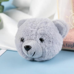 Long Haired Teddy Bear Scarf Autumn Winter Plush Brooch