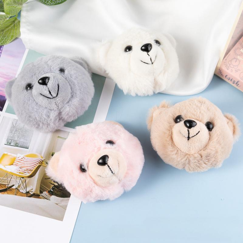 Long Haired Teddy Bear Scarf Autumn Winter Plush Brooch