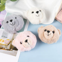 Long Haired Teddy Bear Scarf Autumn Winter Plush Brooch