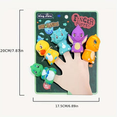 5pcs Colorful Dinosaur Finger Puppet Toys for Children's Storytelling