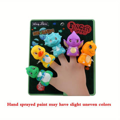 5pcs Colorful Dinosaur Finger Puppet Toys for Children's Storytelling