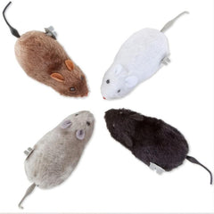 4pcs Clockwork Plush Mouse Tricky Dog Cat Toy Runs & Wags