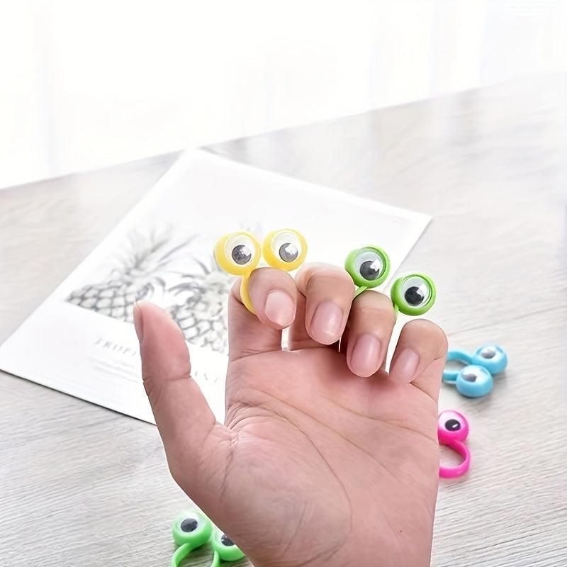 5pcs Interactive Wiggle Eye Finger Puppets Plastic Rings Funny Toys