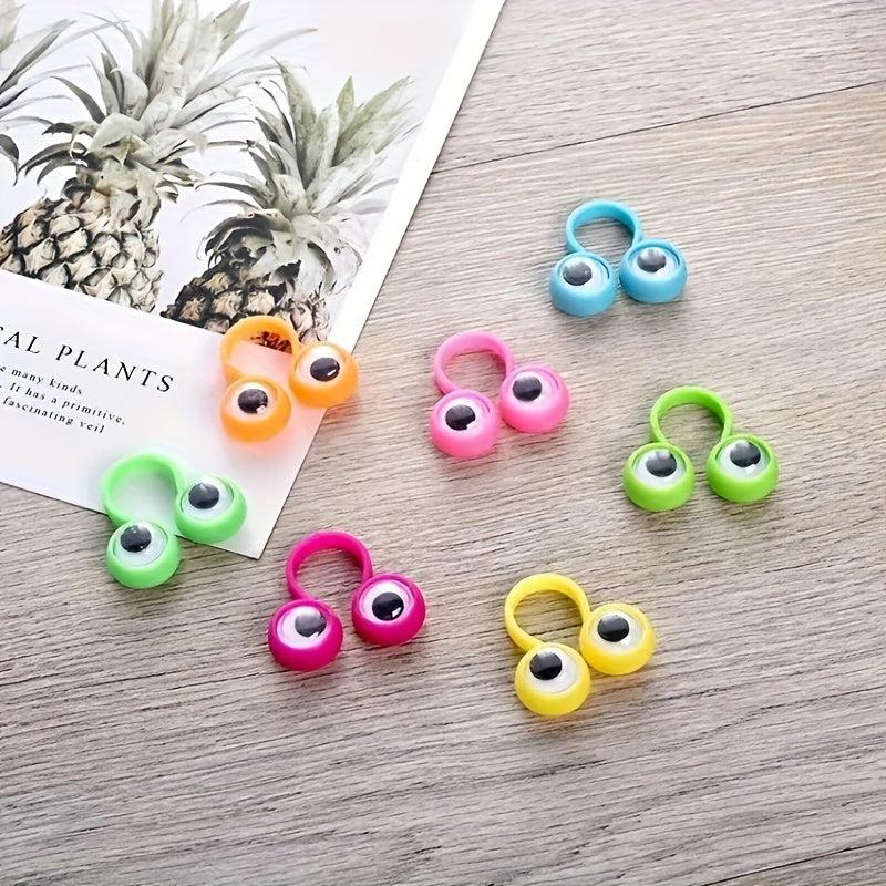 5pcs Interactive Wiggle Eye Finger Puppets Plastic Rings Funny Toys