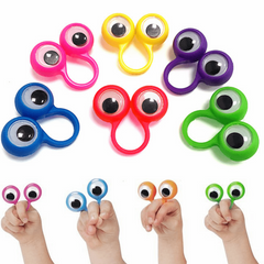5pcs Interactive Wiggle Eye Finger Puppets Plastic Rings Funny Toys