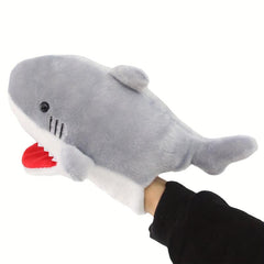 Grey Plush Shark Hand Puppet Stuffed Animal Toy Gift