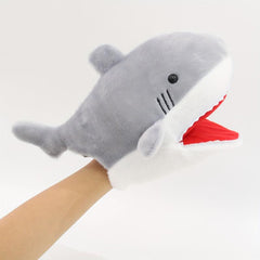 Grey Plush Shark Hand Puppet Stuffed Animal Toy Gift