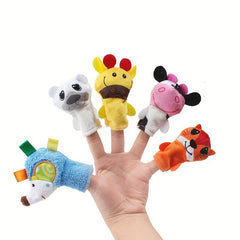 5pcs Cartoon Finger Puppet Set Animal Finger Dolls Interactive Education