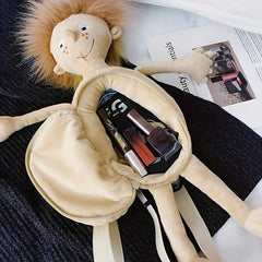 Funny Plush Toy Crossbody Bag, Random Embroidered Doll, Holds Items