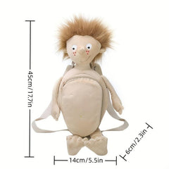 Funny Plush Toy Crossbody Bag, Random Embroidered Doll, Holds Items
