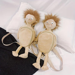 Funny Plush Toy Crossbody Bag, Random Embroidered Doll, Holds Items