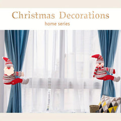 Christmas Window Curtains Buckle Cartoon Doll Decoration