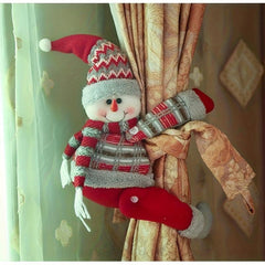 Christmas Window Curtains Buckle Cartoon Doll Decoration
