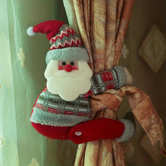 Christmas Window Curtains Buckle Cartoon Doll Decoration