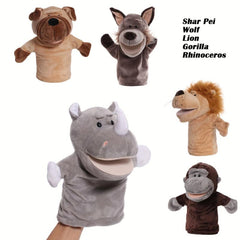 5pc Kids Hand Puppet Set w/ Working Mouth Toddler Safari Animal Plush Toy