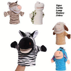 5pc Kids Hand Puppet Set w/ Working Mouth Toddler Safari Animal Plush Toy