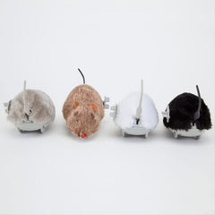 4pcs Clockwork Plush Mouse Cat Toy - Runs and Wags Tail