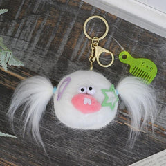 Doll Pendant Long haired Monster Ugly Plush Doll Hair Keychain DIY 4pcs