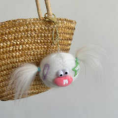 Doll Pendant Long haired Monster Ugly Plush Doll Hair Keychain DIY 4pcs