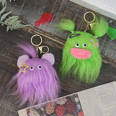 Doll Pendant Long haired Monster Ugly Plush Doll Hair Keychain DIY 4pcs