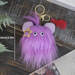Doll Pendant Long haired Monster Ugly Plush Doll Hair Keychain DIY 4pcs