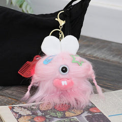 Doll Pendant Long haired Monster Ugly Plush Doll Hair Keychain DIY 4pcs