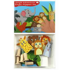 Animal Finger Puppets Set With Forest Background