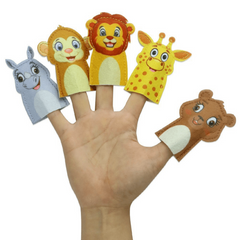 Animal Finger Puppets Set With Forest Background
