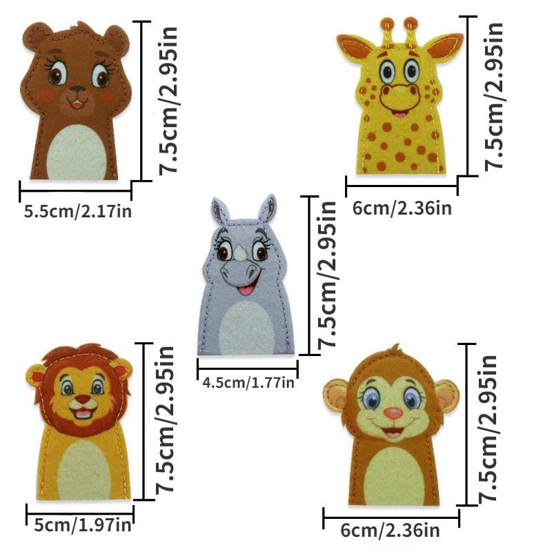 Animal Finger Puppets Set With Forest Background