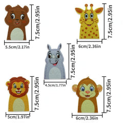 Animal Finger Puppets Set With Forest Background