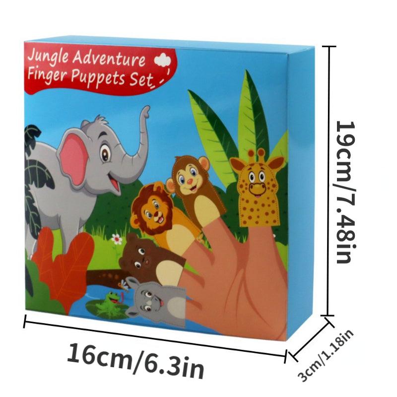 Animal Finger Puppets Set With Forest Background