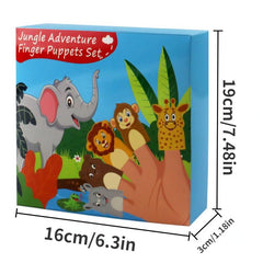 Animal Finger Puppets Set With Forest Background