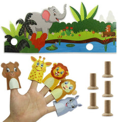 Animal Finger Puppets Set With Forest Background