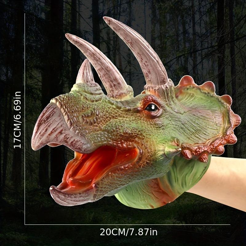 Dino Hand Puppet Gloves Soft Rubber T-Rex Triceratops Kids Animal Model