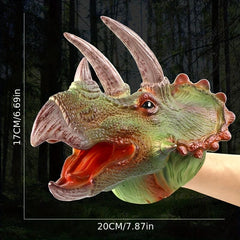 Dino Hand Puppet Gloves Soft Rubber T-Rex Triceratops Kids Animal Model