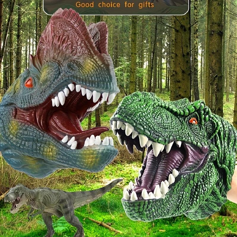 Dino Hand Puppet Gloves Soft Rubber T-Rex Triceratops Kids Animal Model