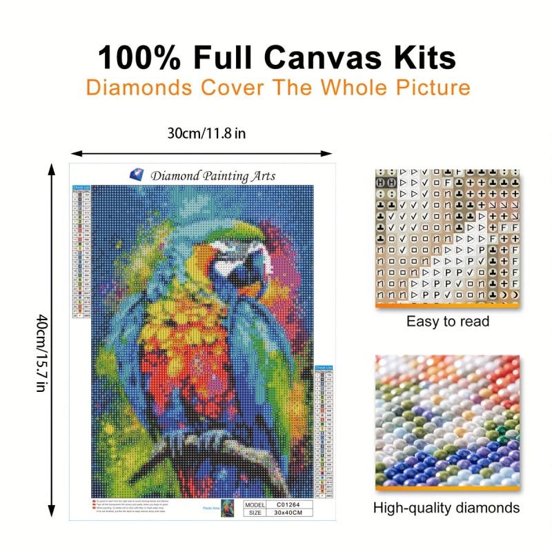 5D DIY Diamond Painting Kit Parrot Cross Stitch Arts 30x40cm