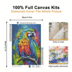 5D DIY Diamond Painting Kit Parrot Cross Stitch Arts 30x40cm