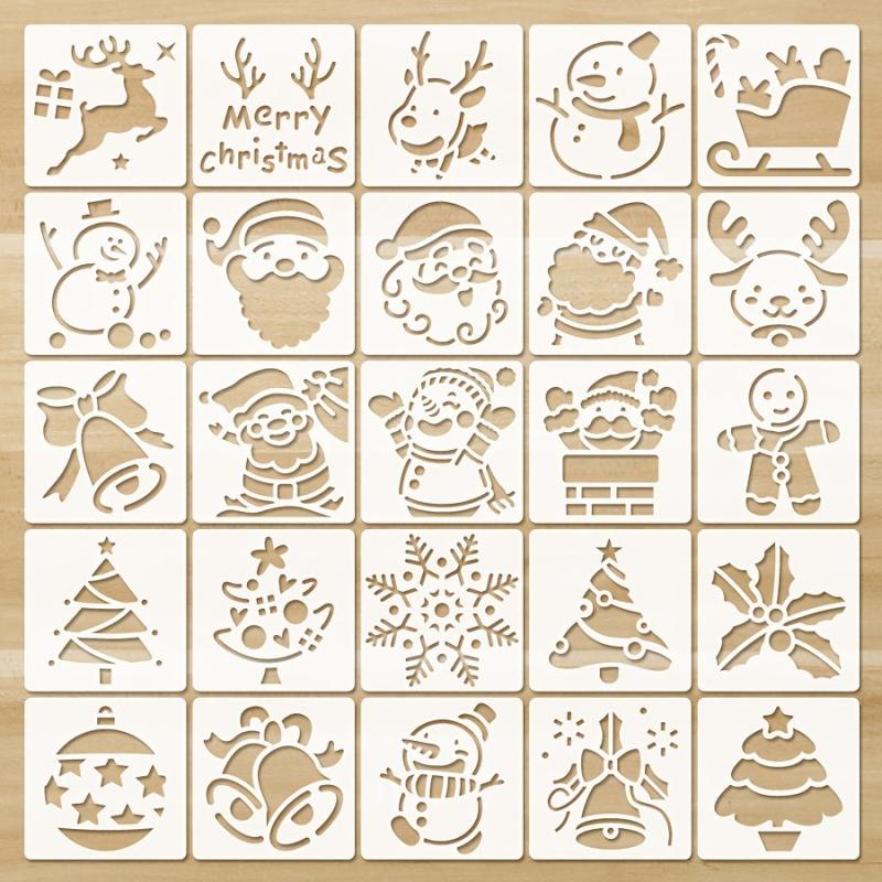 Christmas Santa Bell Deer Plastic Painting Template DIY Toy Set Children Gift
