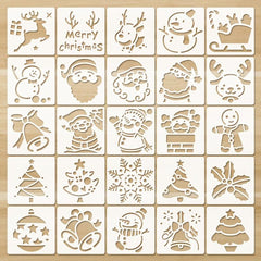 Christmas Santa Bell Deer Plastic Painting Template DIY Toy Set Children Gift