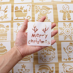 Christmas Santa Bell Deer Plastic Painting Template DIY Toy Set Children Gift