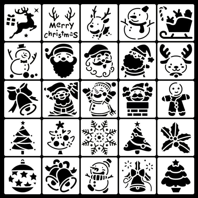Christmas Santa Bell Deer Plastic Painting Template DIY Toy Set Children Gift