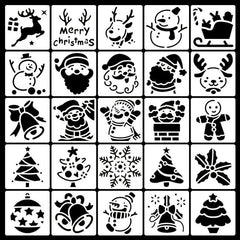 Christmas Santa Bell Deer Plastic Painting Template DIY Toy Set Children Gift