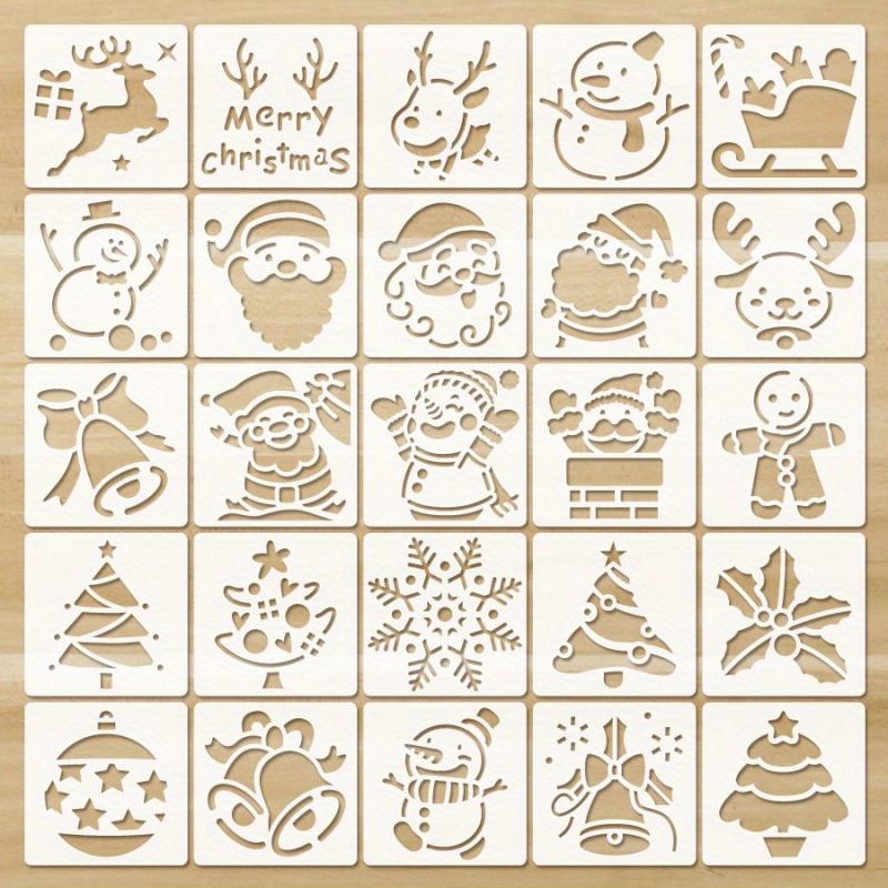 Christmas Santa Bell Deer Plastic Painting Template DIY Toy Set Children Gift