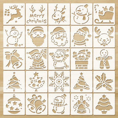 Christmas Santa Bell Deer Plastic Painting Template DIY Toy Set Children Gift