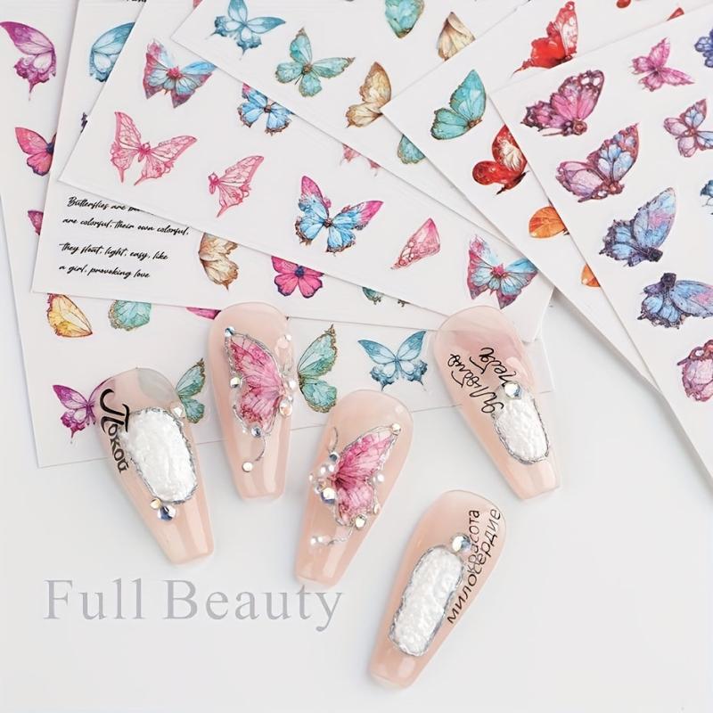 3pcs Nail Art Embossed Stickers 3D Thin Tough Stereo Butterfly Stickers