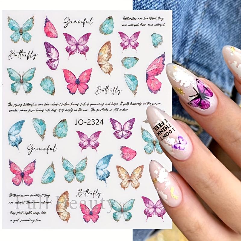 3pcs Nail Art Embossed Stickers 3D Thin Tough Stereo Butterfly Stickers