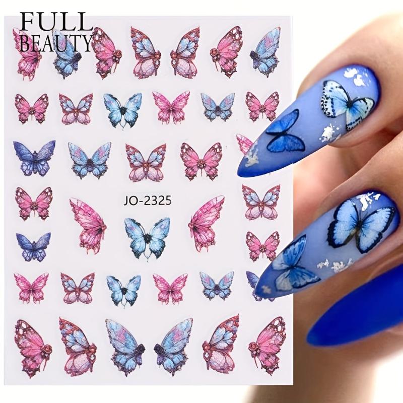 3pcs Nail Art Embossed Stickers 3D Thin Tough Stereo Butterfly Stickers