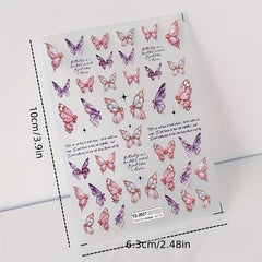 3pcs Nail Art Embossed Stickers 3D Thin Tough Stereo Butterfly Stickers