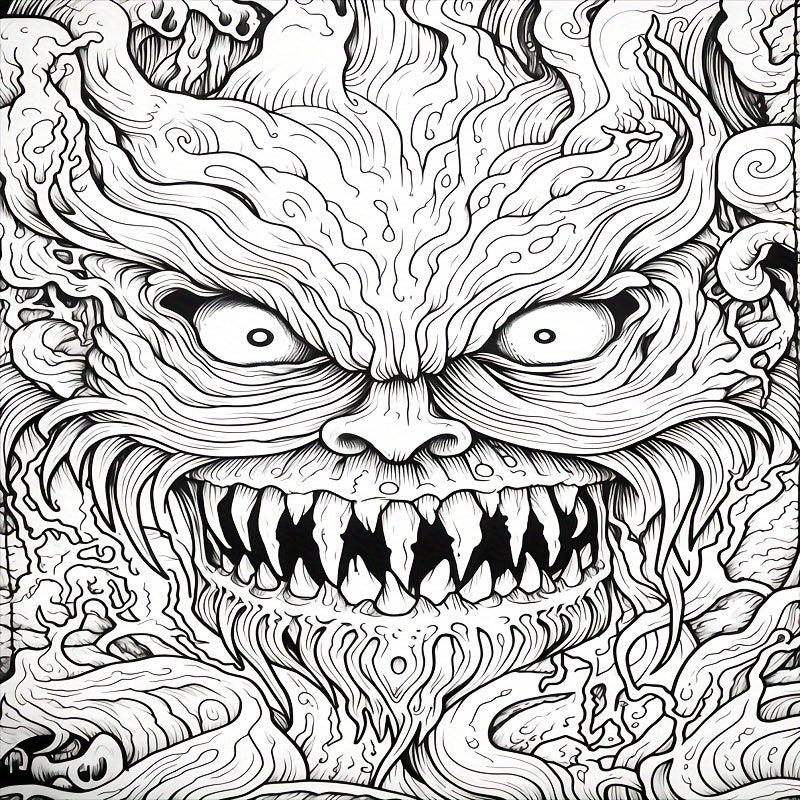 Monster Theme Coloring Book Adult Decompression 30 Pages